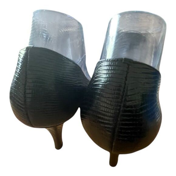 VOZ EUC Women’s BLACK Pumps Faux Snakeskin Size 9M Career Work Luxury Mature - Picture 8 of 11